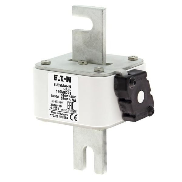 Fuse-link, high speed, 2000 A, AC 550 V, DIN 3, 76 x 92 x 139 mm, aR, DIN, IEC, single indicator image 3