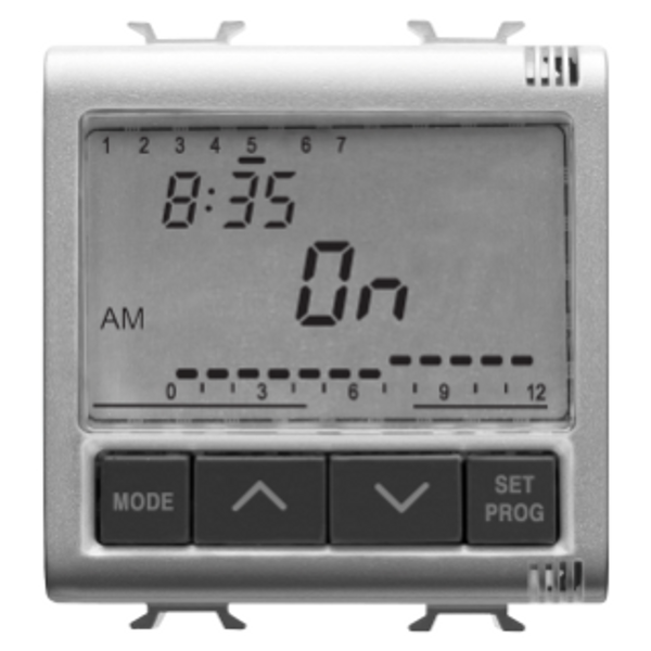 ELETRONIC DAILY/WEEKLY TIMER, 1-CHANNEL - 230V ac 50/60Hz - 2 MODULES - TITANIUM - CHORUSMART image 1