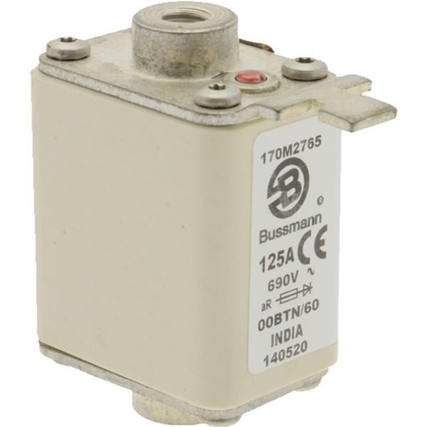 Fuse-link, high speed, 125 A, AC 690 V, size 00, 30 x 62 x 64 mm, aR, IEC, single indicator image 4