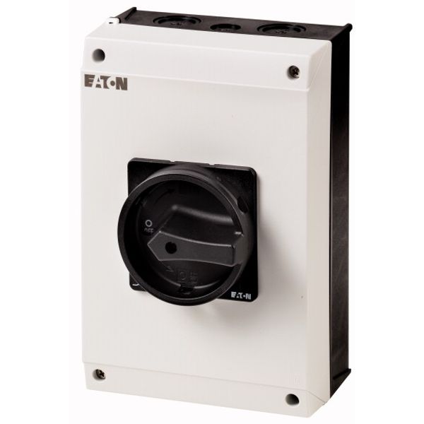 Main switch, T5B, 63 A, surface mounting, 1 contact unit(s), 1 pole, STOP function, With black rotary handle and locking ring, Lockable in the 0 (Off) image 1