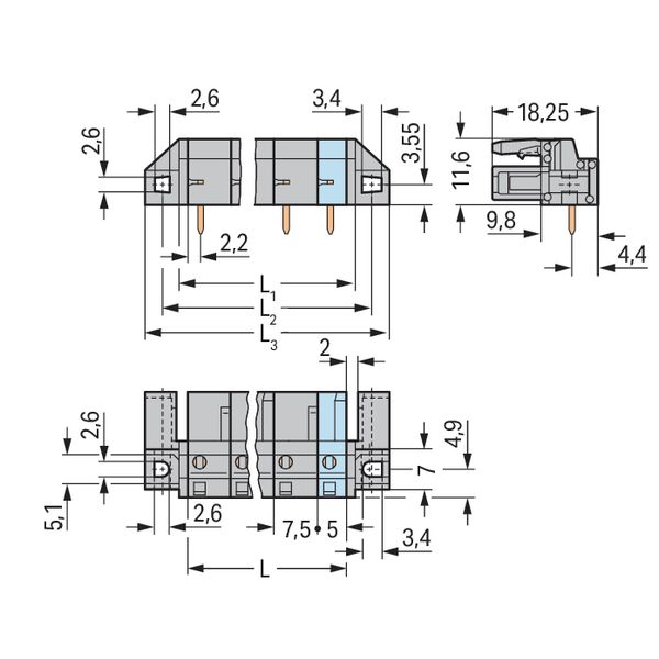 THT female header angled Pin spacing 7.5 mm gray image 4