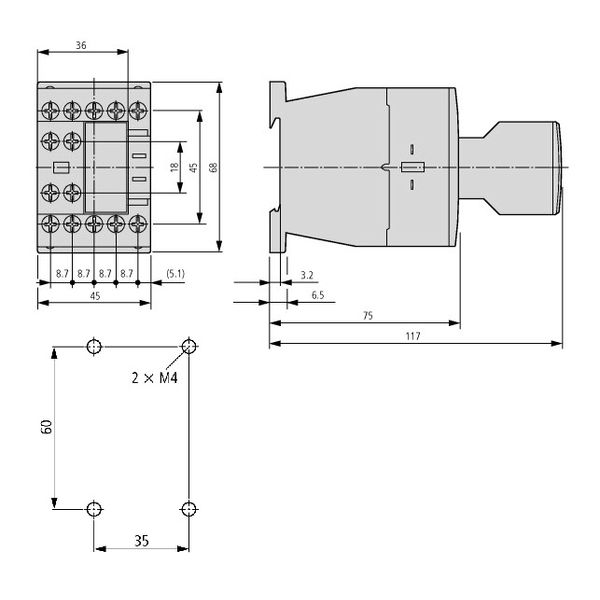 Contactor 3kW/400V/7A, 1 NO, coil 24VAC image 3