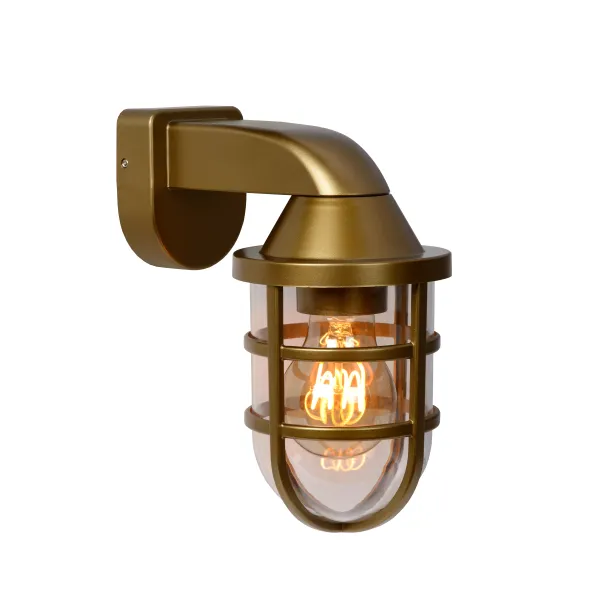 Lucide LEWIS - Wall light Outdoor - 1xE27 - IP44 - Matt Gold / Brass image 1