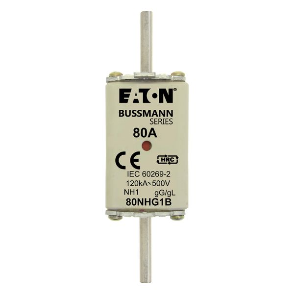 Fuse-link, low voltage, 80 A, AC 500 V, NH1, gL/gG, IEC, dual indicator image 14