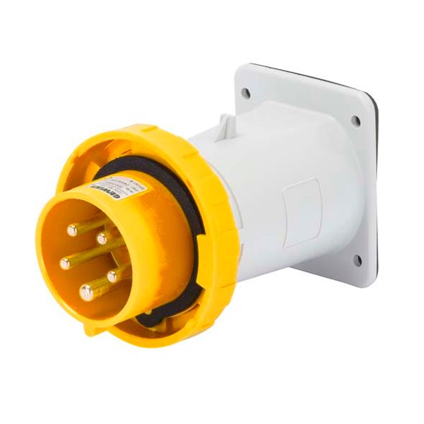 STRAIGHT FLUSH MOUNTING INLET - IP67 - 3P+N+E 16A 100-130V 50/60HZ - YELLOW - 4H - SCREW WIRING image 2