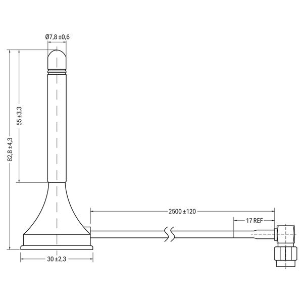 Magnetic foot antenna with 2.5m cable and SMA plug GSM/ UMTS/ LTE/ Blu image 4