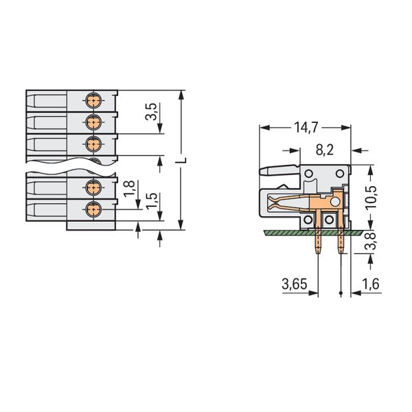 THT female header angled Pin spacing 3.5 mm light gray image 4