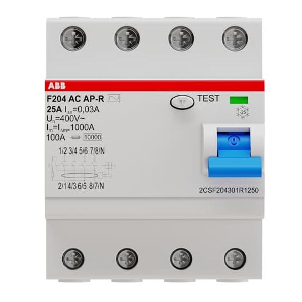 F204 AC-25/0.03 AP-R Residual Current Circuit Breaker 4P AC type 30 mA image 1