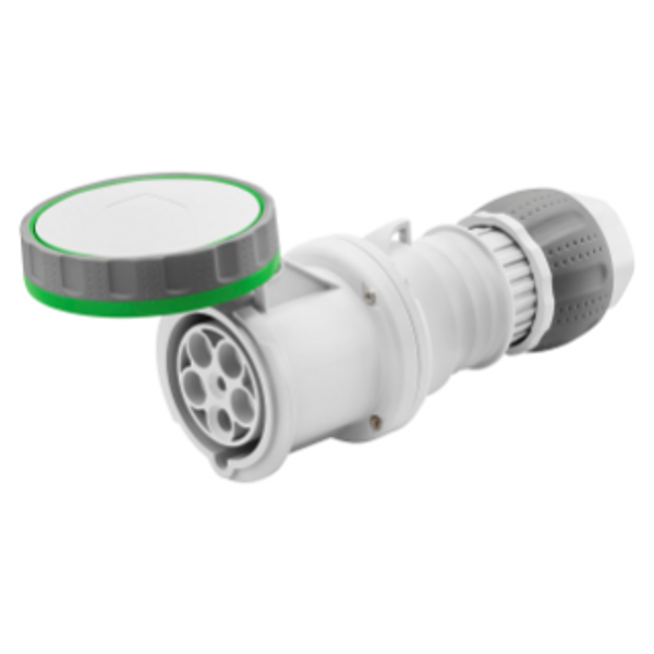 STRAIGHT CONNECTOR HP - IP66/IP67/IP68/IP69 - 2P+E 125A >50V >300-500HZ - GREEN - 2H - MANTLE TERMINAL image 1