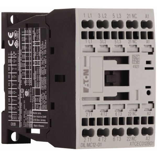 Contactor, 3 pole, 380 V 400 V 5.5 kW, 1 NC, 110 V DC, DC operation, Spring-loaded terminals image 4