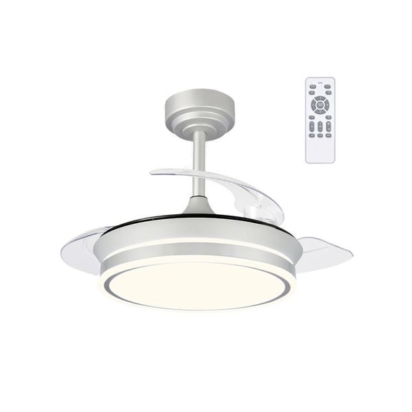 Moss Mini Grey LED Ceiling Fan 46W 5520Lm CCT Dim Folding blades image 1