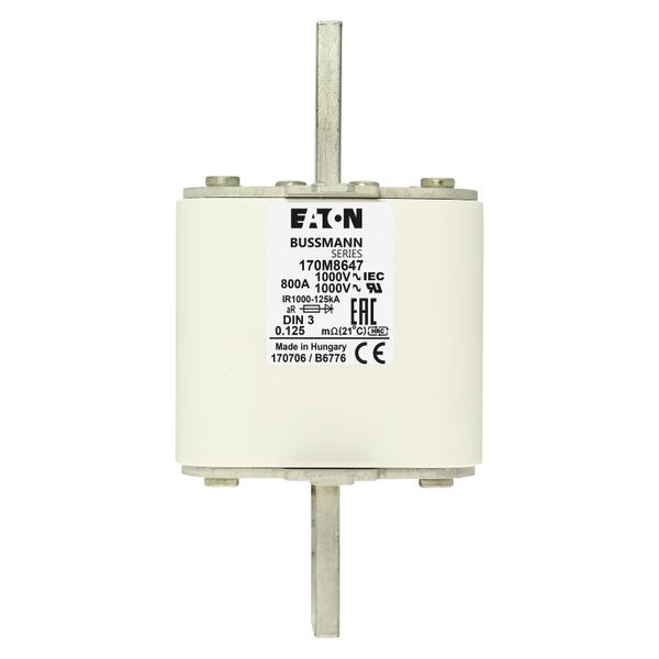 Fuse-link, high speed, 800 A, AC 1000 V, DIN 3, 90 x 75 x 150 mm, aR, DIN, IEC, single indicator image 8