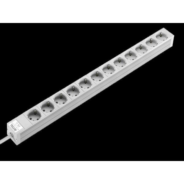 DK Socket strip, CEE 7/3 (type F), 12-way, 250 V, 16 A, LHD: 658,6x44x44 mm image 2