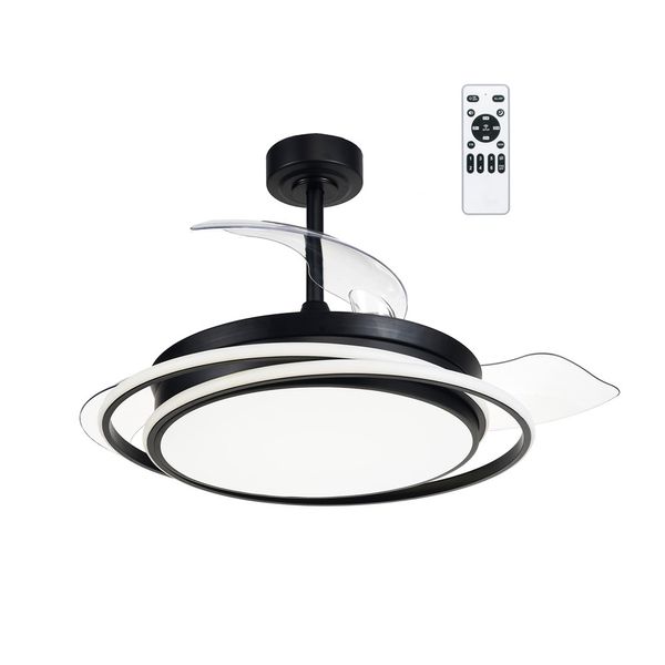 Antila LED Ceiling Fan 60W 6000Lm CCT Dim Folding Blades Black image 1