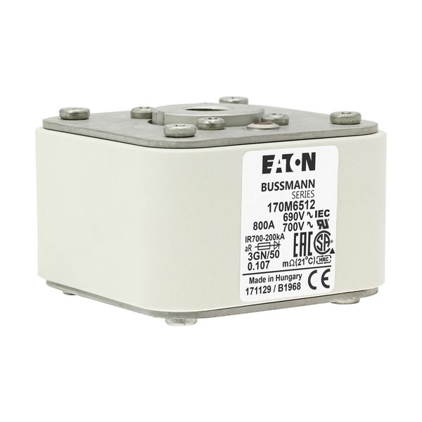 Fuse-link, high speed, 800 A, AC 690 V, size 3, 76 x 92 x 53 mm, aR, IEC, UL, single indicator image 24