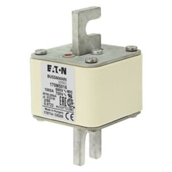 Fuse-link, high speed, 1000 A, AC 690 V, DIN 2, 61 x 61 x 108 mm, aR, DIN, IEC, single indicator, 80 mm centres image 4