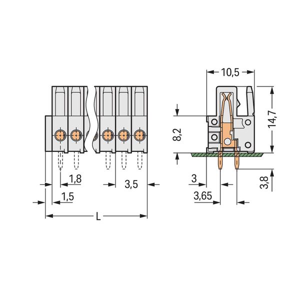 THT female header straight Pin spacing 3.5 mm light gray image 3