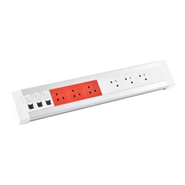 Wired desk unit equipped with 3 Surface sockets, 3 keyed Surface sockets and 3 RJ45 category 6 FTP sockets image 1