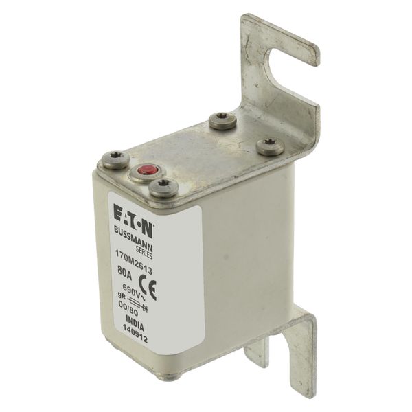 Fuse-link, high speed, 80 A, AC 690 V, DIN 00, 30 x 51 x 100 mm, gR, DIN, IEC, single indicator image 6