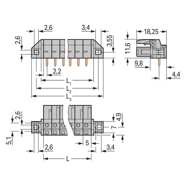 THT female header angled Pin spacing 5 mm gray image 2