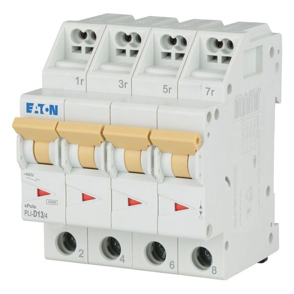 Miniature circuit breaker (MCB) with plug-in terminal, 13 A, 4p, characteristic: D image 1