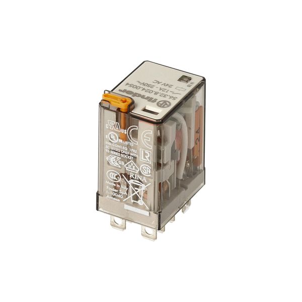 Miniature power Rel. 2CO 12A/24VAC/Agni/Test button/LED/Mech.ind. (56.32.8.024.0054) image 5