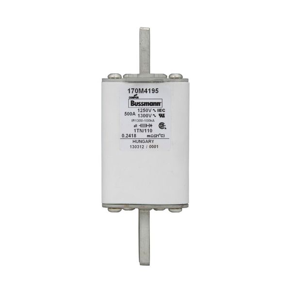 Fuse-link, high speed, 500 A, AC 1250 V, size 1, 53 x 66 x 138 mm, aR, DIN, IEC, single indicator image 12