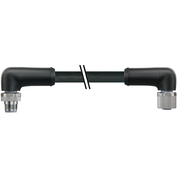 M12 Power male 90° / female 90° L-cod. PUR 5x1.5 bk UL/CSA+drag ch. 5m image 1