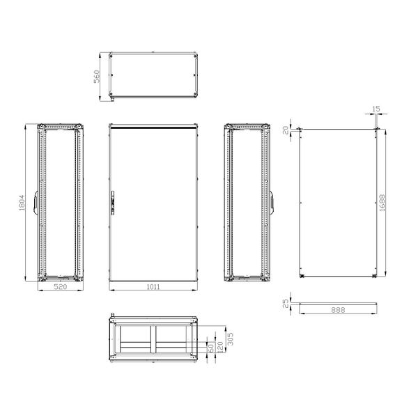 Modular enclosure 1 door IP55 H=1800 W=1000 D=500 mm image 3