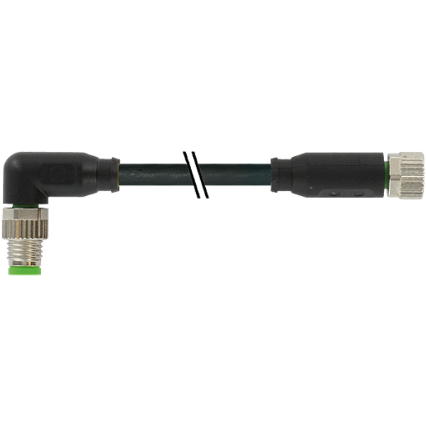 M8 male 90° / M8 female 0° A-cod. PUR 4x0.25 bk UL/CSA+drag ch. 3m image 1