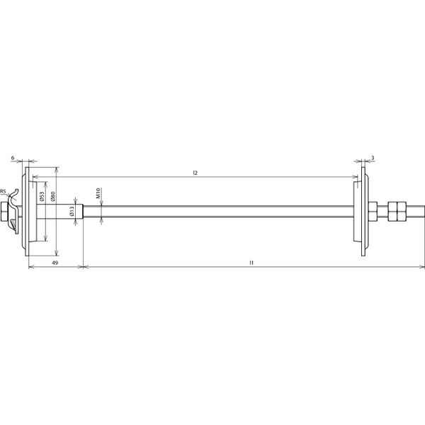 Earth electr. / wall bushing 100-300mm w. M10 thread L 308mm  StSt (V4 image 2