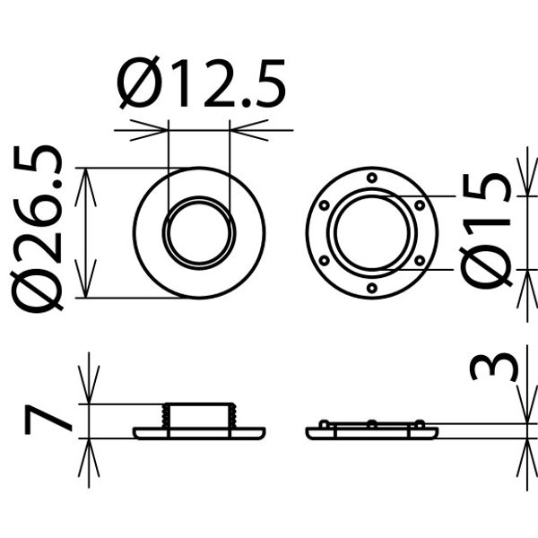 Ring made of plastic, hole 12mm for attaching to covering cloths -1000 image 2