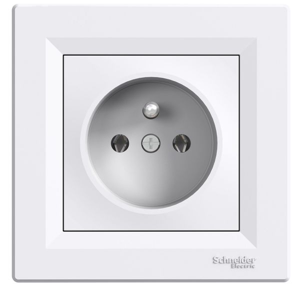 Asfora - single socket outlet with pin earth - 16A white image 2