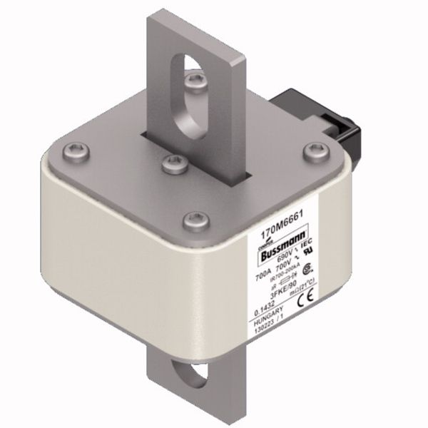 Fuse-link, high speed, 700 A, AC 690 V, size 3, 76 x 92 x 135 mm, aR, IEC, UL, single indicator image 3