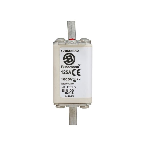 Fuse-link, high speed, 125 A, AC 1000 V, DIN 00, aR, DIN, IEC, single indicator, live gripping lugs image 12