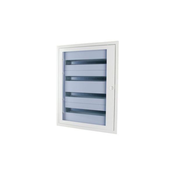 Complete flush-mounting/hollow wall slim distribution board with inspection window, white, 24 SU per row, 4 rows, 100 mm mounting depth image 2