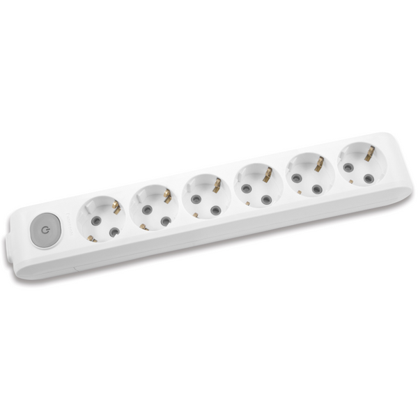 X-tendia White Six Gang Socket Switch Earth CP image 1