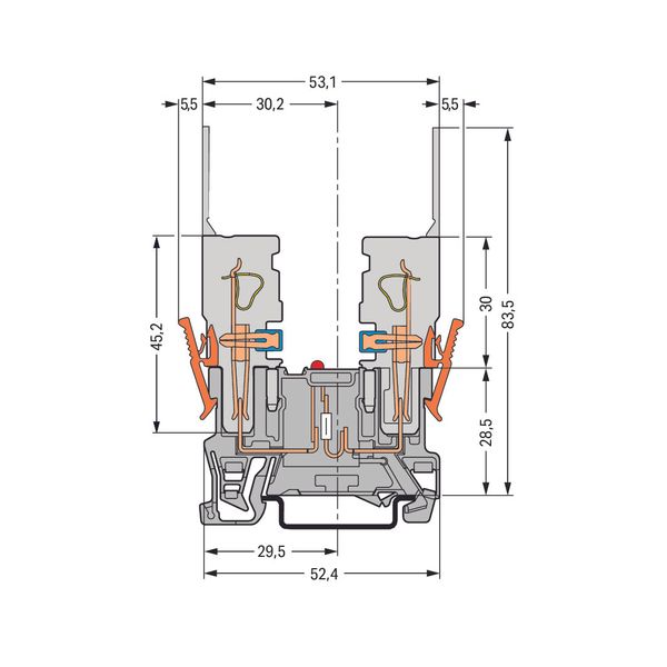 2-pin component carrier block LED (red) 24 VDC gray image 2