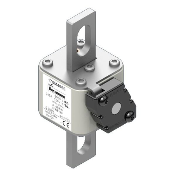 Fuse-link, high speed, 315 A, AC 690 V, size 1, 53 x 69 x 136 mm, aR, IEC, UL, single indicator image 2