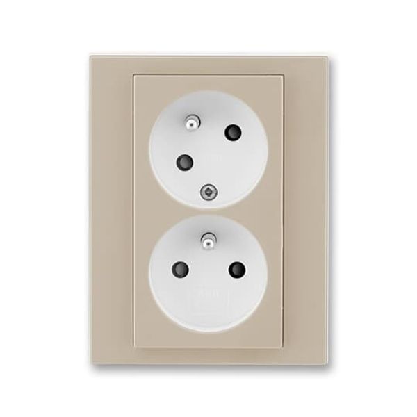 5513H-C02357 18 Double socket outlet with earthing pins, shuttered, with turned upper cavity ; 5513H-C02357 18 image 1