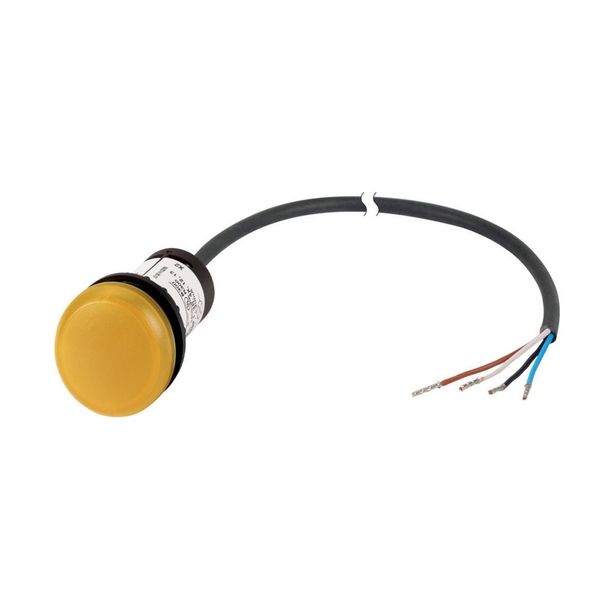 Illuminated pushbutton actuator, Flat, momentary, 1 N/O, Cable (black) with non-terminated end, 4 pole, 3.5 m, LED white, yellow, Blank, 24 V AC/DC, B image 3