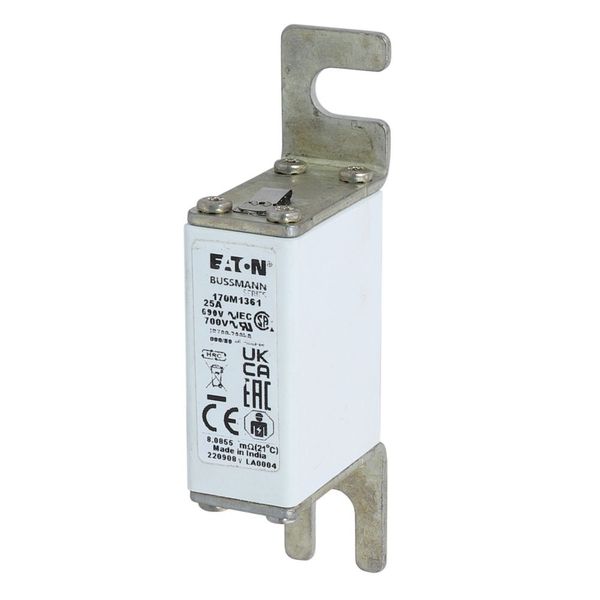 Fuse-link, high speed, 25 A, AC 690 V, DIN 000, 21 x 40 x 100 mm, gR, DIN, IEC, single indicator image 8