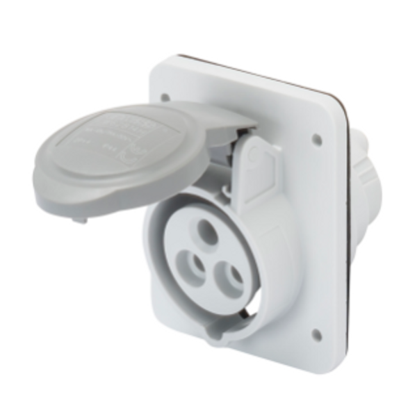 10° ANGLED FLUSH-MOUNTING SOCKET-OUTLET HP - IP44/IP54 - 2P+E 32A >250V d.c. - GREY - 8H - SCREW WIRING image 1