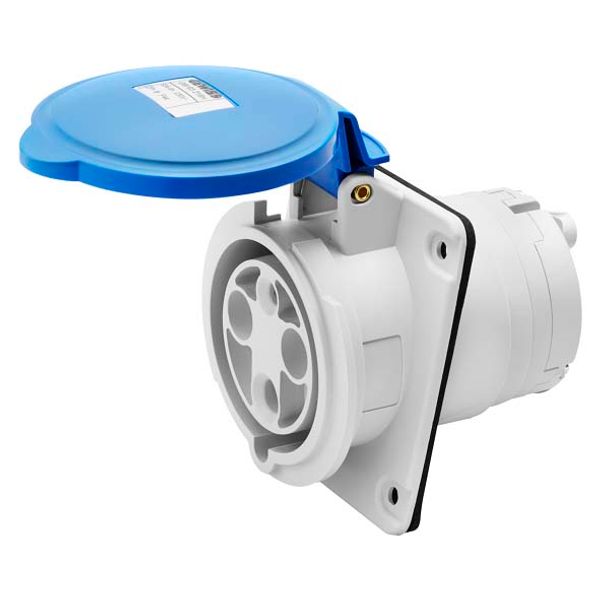 10° ANGLED FLUSH-MOUNTING SOCKET-OUTLET HP - IP44/IP54 - 2P+E 63A 200-250V 50/60HZ - BLUE - 6H - MANTLE TERMINAL image 2