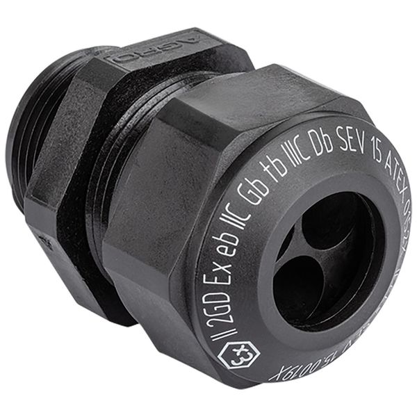 Cable gland Progress synthetic GFK Pg13 Ex e II cable Ø 2x3.5-5.0mm black image 1