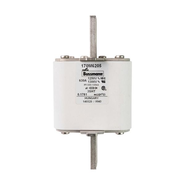 Fuse-link, high speed, 630 A, AC 1250 V, size 3, 76 x 76 x 150 mm, aR, IEC, single indicator image 8