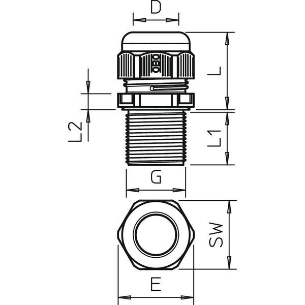 V-TEC VM LL16 SW Cable gland fully metric long 24mm M16 image 2