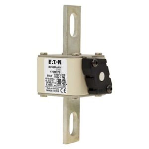 Fuse-link, high speed, 630 A, AC 690 V, size 2, 61 x 77 x 135 mm, aR, IEC, UL, type K indicator, 115 mm centres image 1