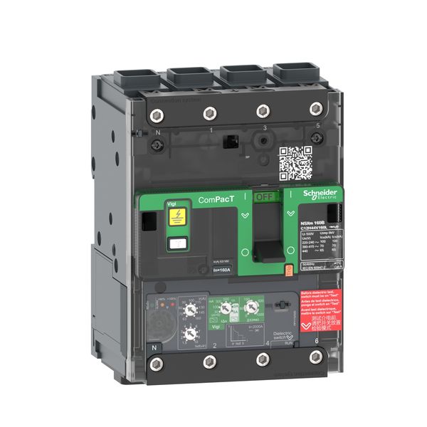 Circuit breaker, ComPacT NSXm 160B, 25kA/415VAC, 4 poles, MicroLogic 4.1 trip unit 160A, EverLink lugs image 3