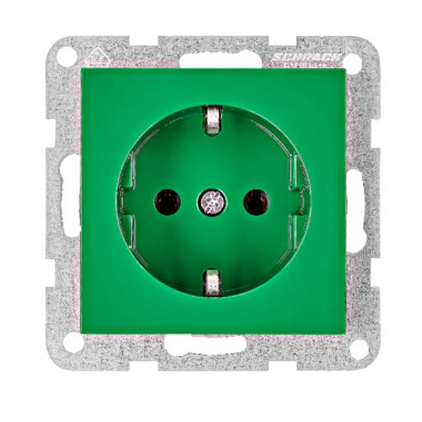 Socket outlet, screw clamps, green image 1